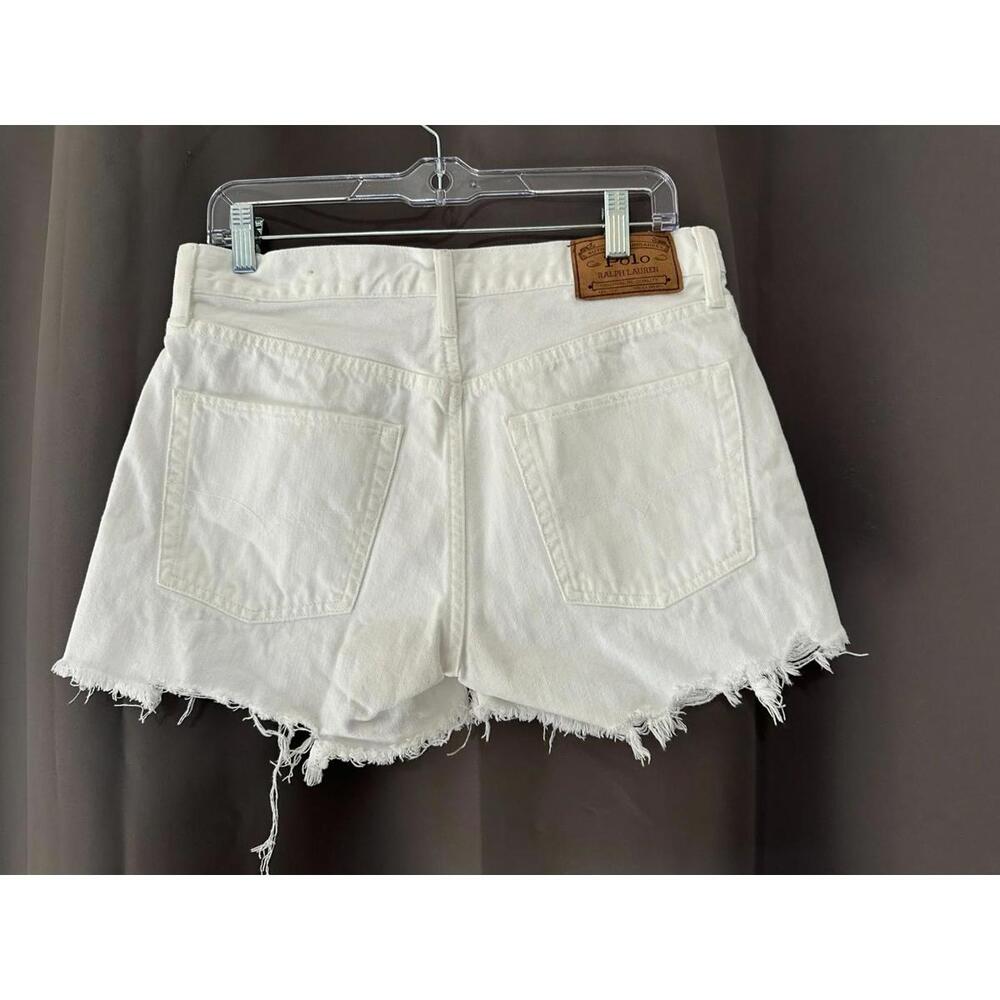 Polo Ralph Lauren Crosby Shorts – White Denim, Size 28, Frayed Hem, Authentic RL - Picture 5 of 9